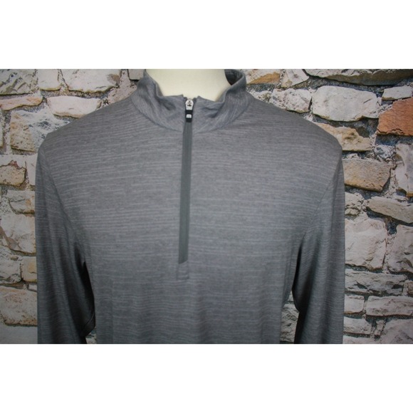 TRAVIS MATTHEW Men's Jersey Gray Chest Strip 1/4 zip Mock Neck Poly Cotton L - Picture 15 of 15